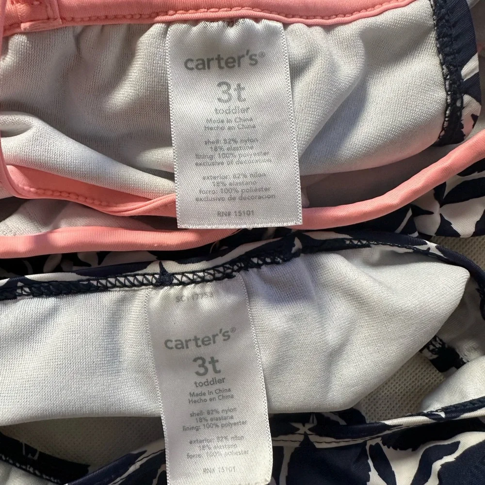 Carter’s Geometric Print Ruffle Tankini Navy/White Girls Size 3T Swimsuit Bikini
